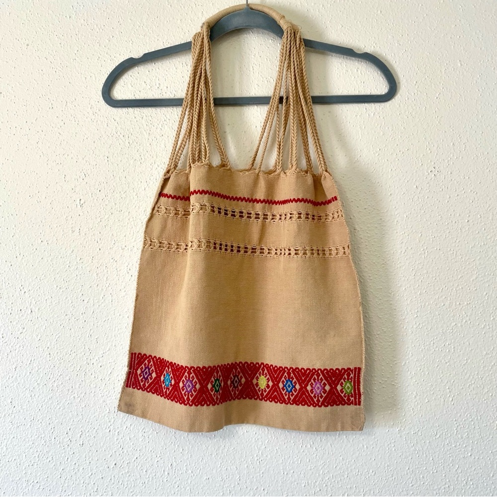 Mexican Artesania Embroidered Fabric Beach Bag Boho Style